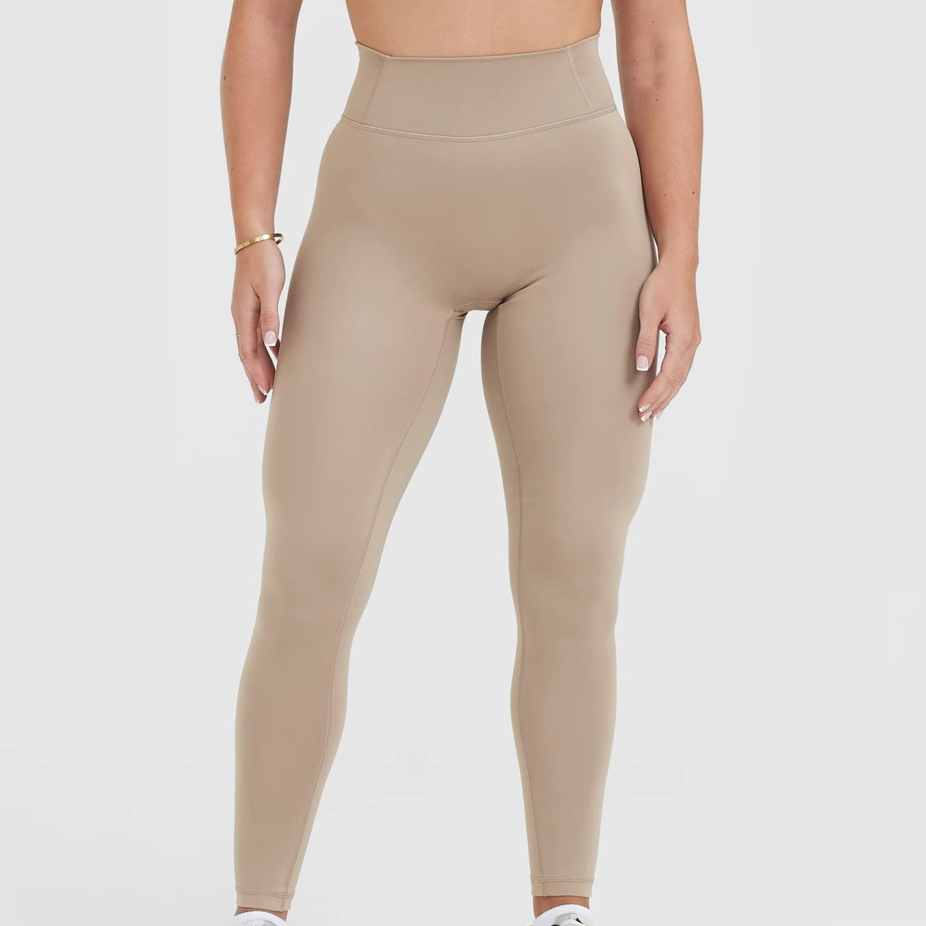 High Waist Seamless Full Length Yoga Leggings Solid Color Elastic Waist Women Pants