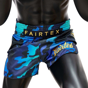 Shorts de Muay Thai pour homme Fair tex, bleu camouflage, coupe ample, respirants, pour arts martiaux, boxe, kickboxing, unisexes, séchage rapide - Product Image 1