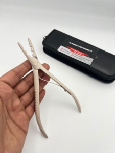 Two Holes Hair Extension Plier For Installation And Removal Micro <b>Silicon</b> <b>Beads</b> Nude Beige Color Stainless Steel Leather Pouch - Product Image 3