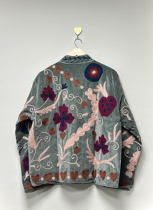 Premium Bohemian Suzani <b>Velvet</b> Bomber Jacket <b>Women</b> Handmade Floral Embroidered Winter Regular Reversible Eco-Friendly Stylish - Product Image 3