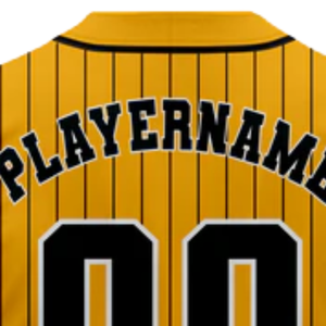 Yellow Pinstripe Baseball Jersey Short Sleeve Button <b>Down</b> Custom Team Uniform Breathable Athletic Sports Shirt - Product Image 6