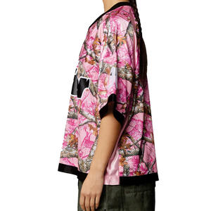 Camiseta de fútbol americano de poliéster rosa camuflaje retro oversize personalizada, estilo streetwear, venta al por mayor, de malla holgada - Product Image 3