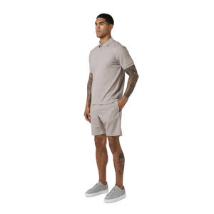 Ensemble polo et short décontracté d'été pour homme en fibre de bambou 100 % respirant à motif uni – Vente en gros - Product Image 2