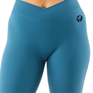 Leggings Deportivos de Cintura Alta en V para Mujer, Color Azul Acero, Sin Costuras, para Fitness, Yoga, Ejercicio, Correr, Resistentes a las Sentadillas, Elásticos y Compresivos - Product Image 5
