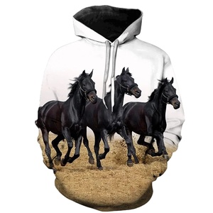 Conjunto de sudadera informal para hombre, novedad de 2025, 3D Sudadera con capucha con estampado de Otoño de caballo de Animal, ajuste holgado y elegante - Product Image 2