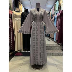 High Quality Modest Dubai Beaded Sequined Long Sleeve Abaya Muslim Traditional Handmade Wedding Women Polyester Breathable VNeck - Product Image 5