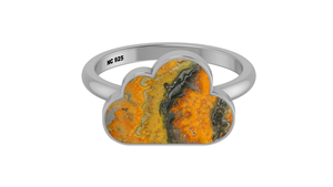 Anillo apilable clásico de plata de ley 925 para niños, con engaste de bisel, diseño de abeja, gema en forma de nube, rebanada natural elegante - Product Image 4