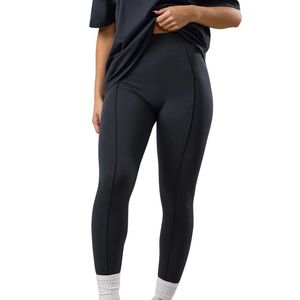 Legging noir en jersey pour femme, taille haute, extensible, doux au toucher, pour fitness, yoga, entraînement, tenue de sport, confort quotidien - Product Image 1