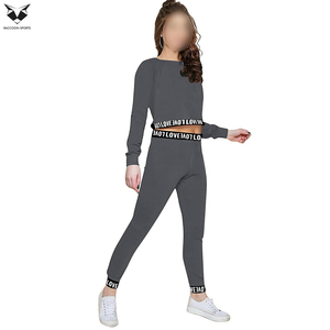 Women Crop Top And Jogger Pants <b>Set</b>, Fashion Two Piece Tracksuit Sportswear For Running, Exercise, And Lounge Wear - Product Image 1