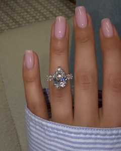 Bague de fiançailles en diamant de laboratoire taille poire 4 carats, en or massif 14k 18k, avec tige ovale en diamant et solitaire goutte d'eau, alliance de mariée, vente en gros - Product Image 1