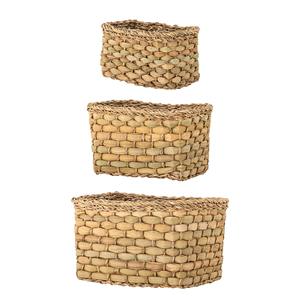 Set of 3 <b>Water</b> <b>Hyacinth</b> <b>Baskets</b> with Seagrass Trim Handmade Storage <b>Basket</b> Wholesale eco-friendly Made in Vietnam - Product Image 1