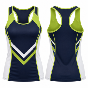 Camiseta Deportiva MEGAMAPLE para Mujer, con Bloques de Color Degradado, Espalda Cruzada, de Secado Rápido, Tejida, con Estampado por Transferencia de Calor, Cuello Redondo, de Poliéster - Product Image 1