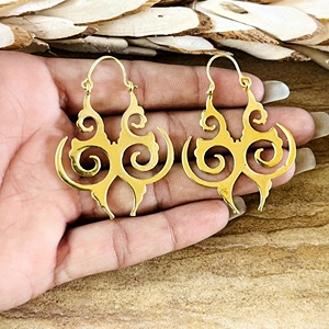 Nuevos Aretes Boho de Latón con Diseño Tribal, Joyería para Mujer, Chapados en Oro de 18k, Aros Geométricos con Filigrana en Espiral, para Venta al Por Mayor/OEM/ODM - Product Image 4