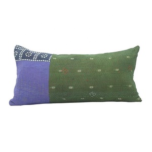 Funda de Almohada Kantha Hecha a Mano, Vintage, de Algodón, Última Llegada, Ropa de Cama Bordada con Patrón Impreso para Uso en el Hogar y Hoteles, Técnicas de Tejido - Product Image 1