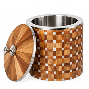 Seau à glace en bois exclusif avec doublure en acier inoxydable, double paroi isolée, glacière en bois, logo personnalisé, accessoires de bar - Product Image 2