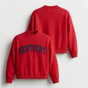 เสื้อสเวตเตอร์คอกลมสีแดงสำหรับผู้หญิง แขนยาว ปักลายตัวอักษร Kentucky แบบถัก สวมใส่ในฤดูใบไม้ร่วง - Product Image 1