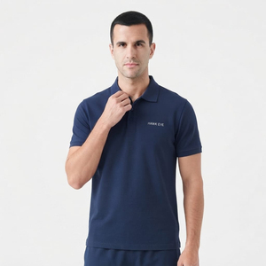 Polo de golf à manches courtes en coton uni de haute qualité pour hommes, logo brodé personnalisé, taille standard, t-shirt polo - Product Image 2