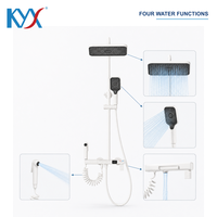 Système de douche thermostatique numérique blanc avec affichage, pommeau de pluie carré, douchette à main et pulvérisateur de bidet pour salle de bain moderne