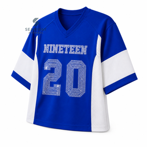 เสื้อเจอร์ซีย์ฟุตบอลผู้หญิง Zeta Phi Beta Sorority แบบมีประกายวิบวับ คอวี แขนสั้น ผ้าตาข่าย ระบายความชื้น เสื้อทีมสำหรับการแสดง - Product Image 2