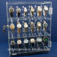 Support d'affichage de montre en acrylique transparent moderne de qualité supérieure, design d'angle vertical |   Vitrine de magasin personnalisée 50 mm