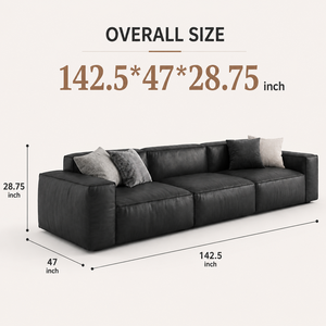 Modern Genuine Leather <b>Sofa</b> 3 Seater Luxury <b>Living</b> <b>Room</b> Couch Deep Seat Contemporary Leather <b>Sofa</b> for Home Hotel Office - Product Image 2