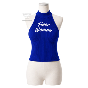 Suéter de punto con cuello halter bordado de la hermandad Zeta Phi Beta al por mayor para uso diario |   Artículos Griegos - Product Image 1
