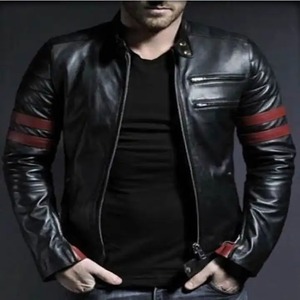 New Arrival High Quality <b>Men's</b> Leather <b>Jacket</b> Canvas Fabric <b>Thin</b> Winter Season <b>Men's</b> Leather <b>Jacket</b> - Product Image 3