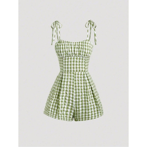 Mono vaquero para mujer sin mangas, de cintura alta, con tirantes, color liso, ajuste holgado informal, por encima de la rodilla, para primavera y verano, estilo urbano. - Product Image 3