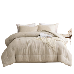 Plain Waterproof 100% Linen 300tc Hotel Use Bed Sheets Duvet Cover Set 5 Pcs 1 Fitted 1 <b>Flat</b> 2 <b>Pillow</b> Cases - Product Image 1