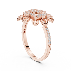 Anillo de Diamantes Cultivados en Laboratorio con Diseño Floral de Lujo en Oro Rosa, Joyería Moderna para Aniversario, Regalo para Mujer - Product Image 2