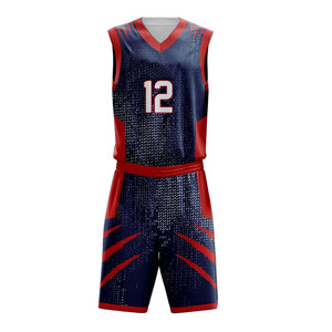 Ensemble de maillots de basket-ball sublimés personnalisés, 12 numéros de joueur, col en V, maille respirante, uniforme unisexe pour adultes - Product Image 3