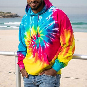 Sudadera con Capucha Ligera para Hombre, Estilo Clásico Tie-Dye, con Mangas Largas, Capucha Ajustable y Bolsillo Tipo Canguro - Product Image 5