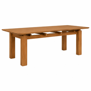 Table à manger moderne en teck massif avec base à pont apparente, design artisanal pour villa et hôtel, écologique et résistante à l'eau - Product Image 2