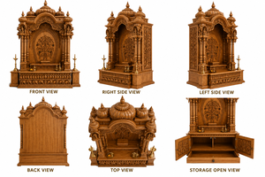 Divine Ashtalakshmi Home Temple Hand Carved Teak Wood Mandir with <b>Elephant</b> Base Triple Dome Ashtalakshmi Pooja Ghar Australia - Product Image 6