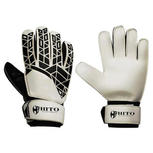 Custom Design Black and White German Latex Soccer Goalkeeper <b>Glove</b> With 4mm German Latex Negative Cut With Latex Emboss - Product Image 1
