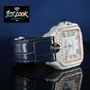 Reloj de Cuarzo Analógico para Hombre con Esfera Cuadrada, Chapado en Oro Rosa, con Diamantes, Caja de Acero Inoxidable, Correa de 20 mm, para Fiestas y Uso Diario - Product Image 2