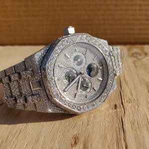 Custom Hip Hop Bling Design VVS Clarity Cut Moissanite Diamond Quartz Watch Stylish Men's Stainless Steel <b>Automatic</b> Charm Watch - Product Image 5