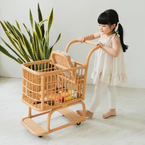 Caddies de courses en rotin au design mignon, chariots de courses, poussettes jouets pour enfants pour jeux de supermarché - Product Image 2
