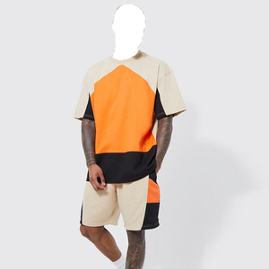 Nueva llegada de verano, conjunto deportivo informal de manga corta para hombre, trajes personalizados para hombre, conjunto de pantalones cortos para correr. - Product Image 1