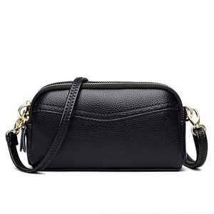 Genuine Leather Crossbody Bag Women's Zipper Shoulder Purse Lightweight <b>Pebbled</b> Texture for Daily Travel - Product Image 2