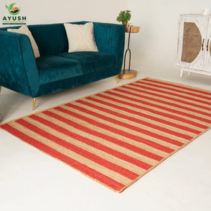 พรมลายเรียบง่าย ทำจากเส้นใยปอกระเจาธรรมชาติ 100% พรมสั่งทำพิเศษจากอินเดีย สำหรับห้องนอนและห้องรับแขก - Product Image 3