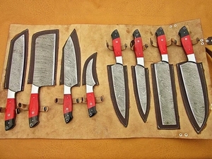 Ensemble de couteaux de chef japonais en acier inoxydable forgé à la main, 5 pièces, manche en bois Pakka, outils de découpe écologiques pour la cuisine - Product Image 3