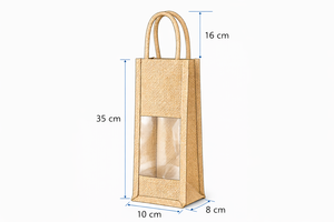Eco Friendly Jute <b>Wine</b> Bottle Tote <b>Bag</b> with Transparent Window Reusable Gift Packaging - Product Image 6