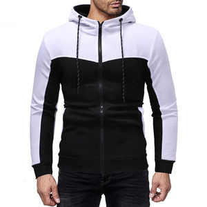 Hoodie pour homme à double panneau, fermeture éclair, deux tons, couture machine, coupe ajustée. - Product Image 3