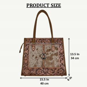 Fabricant personnalisé vente en gros OEM 2025 véritable cuir de vachette à poils grande capacité en cuir repoussé à la main sacs fourre-tout pour femmes - Product Image 2