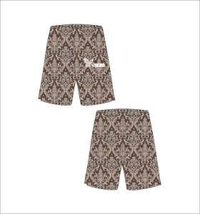 Pantalones Cortos de Baloncesto con Patrón Damasco en Marrón y Beige, Ligeros, Transpirables, de Malla, para Entrenamiento Deportivo y Ropa Urbana - Product Image 1