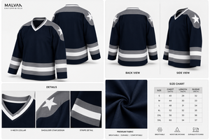 Camiseta de Hockey sobre Hielo Personalizada con Estampado, Cuello en V, Manga Larga, Malla a Rayas, 100% Poliéster Transpirable, Ropa Deportiva para Adultos - Product Image 5