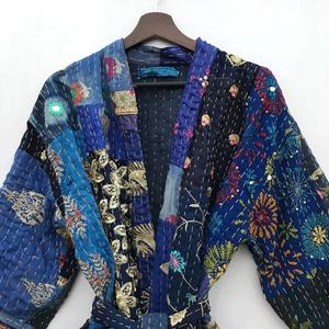 Nueva llegada Kantha Kimono bata chaqueta abrigo 100% algodón Patchwork bordado chaqueta abrigo para mujer - Product Image 3