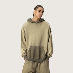 High Quality 420gsm 100% Cotton Dip-Dyed Ombre Gradient Loungewear Comfy Casual Oversized <b>Couple</b> <b>Matching</b> Pullover <b>Hoodie</b> Set - Product Image 5
