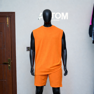 ชุดเซ็ตเสื้อยืดคอกลมแขนสั้นผ้าฝ้ายลำลองระบายอากาศได้ดีแบบวินเทจสำหรับผู้ชาย พร้อมกางเกงขาสั้น ลายพิมพ์แบบรีดร้อน เหมาะสำหรับฤดูร้อน เป็นมิตรต่อสิ่งแวดล้อม - Product Image 3